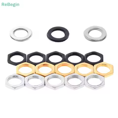 Hot sale 5Pcs Electric Guitar Output Input Jack Socket Nuts Washers Gaskets Part Guitar Accesories
