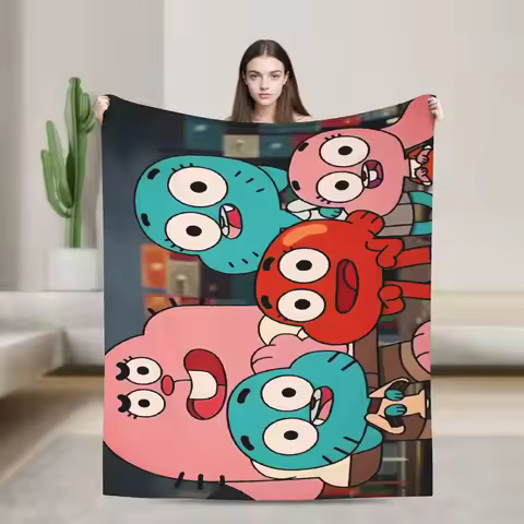 Warm Soft BlanketChild Decorative The Amazing World Of Gumballs Throw Blanket Flannel Bedspread Home