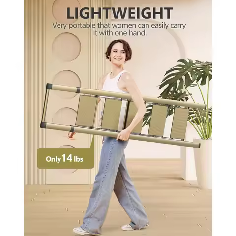 WOA WOA 5 Step Ladder, Ladders for Home, Aluminum Step Stool Foldable Reach 10ft for Closet Kitchen 