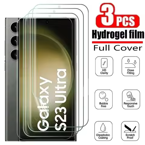 3Pcs Full Cover Hydrogel Film For Samsung Galaxy S23 Ultra Plus FE SM8450 S23FE S23Plus S23Ultra Scr