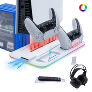 Multi-functional Cooling Station with RGB Light for PS5 Digital/Disc Version - White