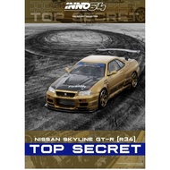 Diecast Inno64 Nissan Skyline GTR R34 Top Secret IN64-R34TS-Gold