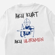 White Oversize T-Shirt with Ultraman Motif I'm Strong I Ultramen Funny Distro T-Shirt Unisex Meme