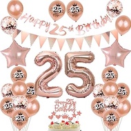 25th Birthday Decoration Women, Rose Gold Banner 25th Birthday Garland Decoration 25th Women Balloon