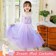 Elsa Costume Frozen 2 White Purple Dress For Kids Girl Mesh Gauze Gown For Kids Halloween Christmas Long Sleeve Baby Terno