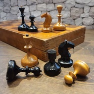 老木製國際象棋套裝蘇聯復古老式大型國際象棋蘇聯俄羅斯象棋 1960 年代