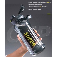 ❁1.3L/1.5L/2L Large Water Bottle with Straw Portable Travel Sports Fitness Summer Cold Water Cup ☛≈