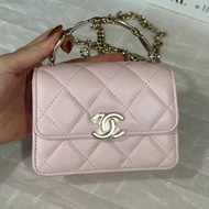 【全網最低價】 Chanel 22s 粉色琺瑯小廢包 99新
