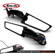 Arashi Adjustable Rotatable Rearview Side Mirror Integrated Turn Signal Light Blinker Universal Moto