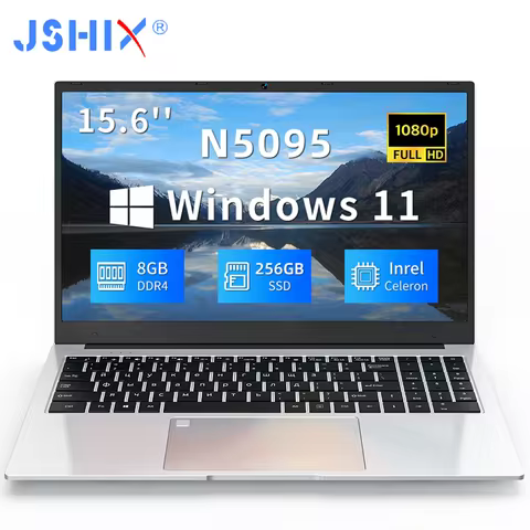 JSHIX 15.6 Inch Intel Celeron N5095 Ultraslim Laptop 8GB RAM 512GB 1TB SSD Windows 11 One Key Finger