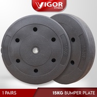 Vigor Fitness High Grade Bumper Dumbbell (15kg x 2) /   Dumbbell Pelindung Kelas Tinggi (15kg x 2)