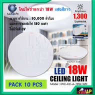 แพ็ค 10 หลอด) โคมไฟติดเพดาน โคมไฟซาลาเปา 18 วัตต์ โคมไฟเพดานกลม โคมไฟ LED โคมไฟติดฝ้า หลอดไฟ LED IWACHI 18W แสงสีขาว DAYLIGHT