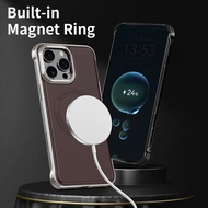 Magnetic Leather Case for For iPhone 15/15Pro/15Pro Max/16/16Pro/16Pro Max Metal frameless