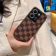 KONSMART Phone Case For Infinix Note 30 4G 5G SMART 7 HOT 30i 30 Play SPARK GO 2023 Luxury Brands Retro Checkerboard PU Leather Handphone Casing For Infinix HOT 20s 20i 12 Play 12i Note12 G96 G88 11 SMART 6 5
