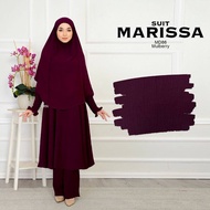 Marissa 13.0 Suit Muslimah Ironless Jubah Seluar Set Khimar Umrah Haji Hitam Putih by RafandaNur