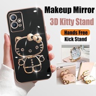 3D Hello Kitty Makeup Mirro Stand Soft Phone Case For iPhone 11 11 Pro 11 Pro Max iPhone 13 Mini 12 12 Pro 12 Pro Max Plating ShockProof Case Cover