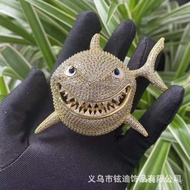 Zircon Hip Hop Same Style Big Shark European American Trendy Jewelry Micro Inlaid Pendant Accessorie
