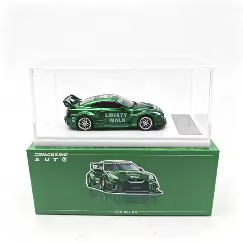 In Stock Ready To Ship Demon King Auto 1:64 LBWK Nissan GT-R (R35) RR Liberty Walk Green Diecast Car