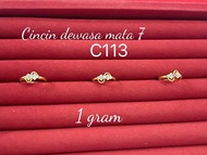 Cincin bermata 7 + cincin emas muda + cincin wanita emas muda + cincin 1 gram