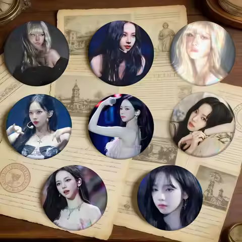 Karina Yu Ji Min Kpop Aespa Badges 25 32 44 58 75 Mm Round Cosplay Pin Bag Decor Fans Collect Friend