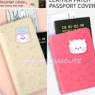 Code L37E OFFICIAL MININI BT21 LEATHER PASSPORT COVER KEYRING LEAD PATCH PASSPORT CASE LARGE INSIDE 