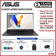 Asus Vivobook 16 A1605V-APMB035WS / A1605V-APMB036WS 16'' WUXGA Laptop ( Core 5 120U, 16GB, 512GB SS