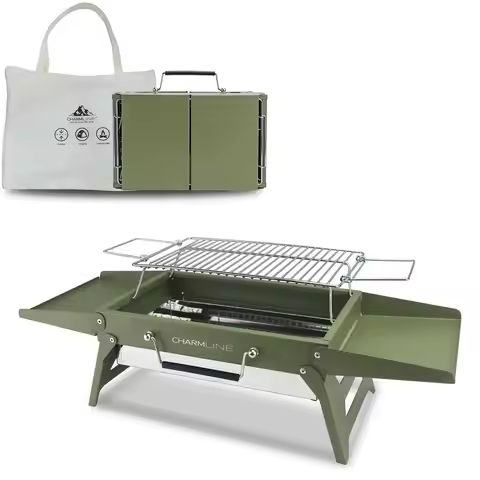 14 x 9 inches Portable Charcoal BBQ Grill, Foldable Compact Camping Barbecue for 13 People, Ideal fo