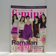 MAJALAH FEMINA COVER JUARA WAJAH FEMINA 2009 NO.52 JANUARI 2010