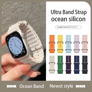 2023 Ocean Silicone Strap for IWatch Band Series 8 Ultra 49mm 45mm 41mm Smart Watch 44mm 40m 42mm 38mm IWatch Serie 8 Ultra 7 6 Se 5 T800 Ultra Ccessories
