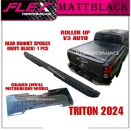 NEW GEN TRITON 2024 BONNET SPOILER GUARD COVER MATT BLACK MITSUBISHI TAIL GATE REAR PINTU BELAKANG 4