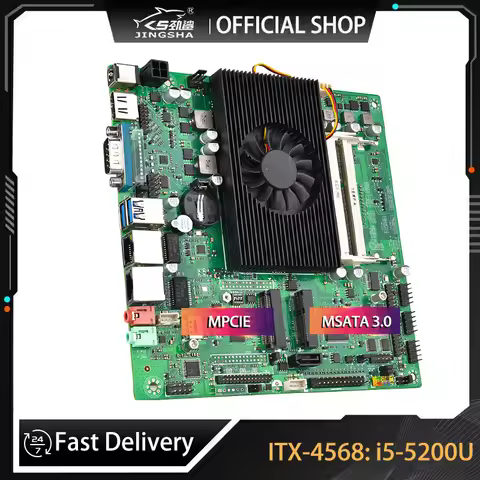 ITX 4568 i5 5200U Industrial Motherboard DDR3 16G 5th Gen CPU 5200 Desktop Mainboard MSATA 3.0 VGA M
