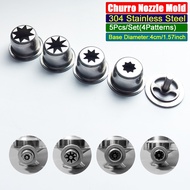 5Pcs/Set 304 Stainless Steel Churrera Churro Nozzle Mold for Churros Sausage Stuffer Machine, 4 Patt
