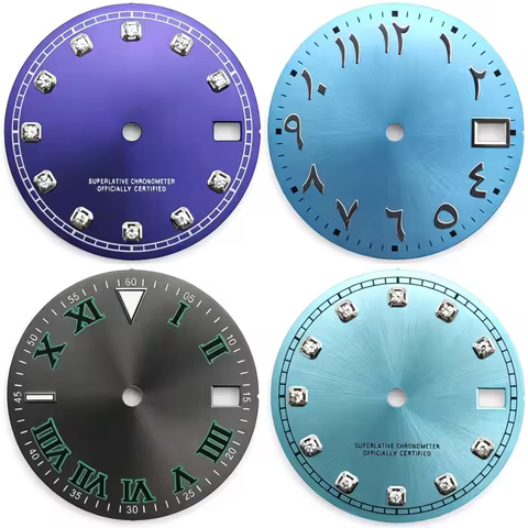Multiple Styles 28.5mm Watch Dial Diamond Arabic Roman Markers No Logo For Seiko Datejust NH35 Autom