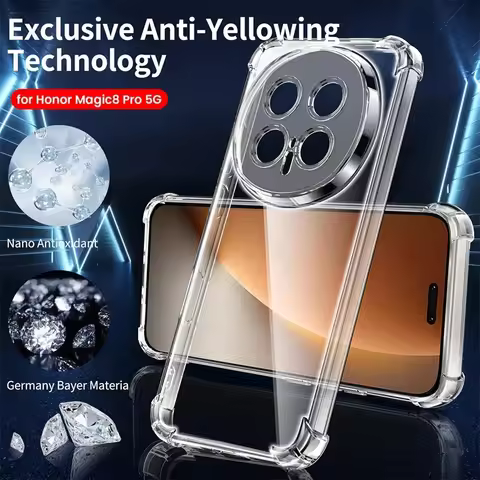 Honer Magic 8 Pro Case Anti-Yellow Transparent Soft Silicone Back Cover for Honor Magic8 Pro Magic8P