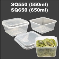 50psc - MS SQ550 & SQ650 Square Microwave Food Container With Lid / Kotak Plastik Kek (SQ550 & SQ650