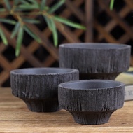 Black Soul Old Chinese Style Wood Grain Bowls Block Roots Yixing Purple Clay Pot Ivory Palace Succul