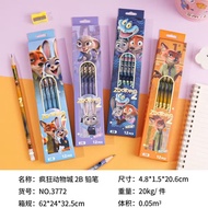 Pensel Kartun New Zootopia 2-Pek, Pensel Lukisan 2B 12-Pek Kreatif Bernilai Tinggi, Pensel Lakaran