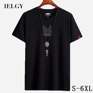 IELGY【S-6XL】CottonIELGY 【S-6XL】Men's short-sleeved t-shirt summer new cross-border  round neck trend loose half-sleeved large size shirt large size