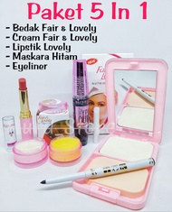 Paket Make Up 5in 1 Lengkap Termurah -Bedak Fair And Lovely-Cream Fair and lovely -Maskara Hitam-Lip