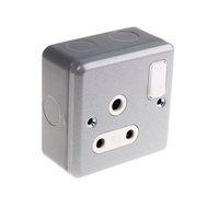 Metal 1 Gang 15A Socket Outlet Grey 240V Wall Switch Socket Combination Screw Terminal (Raised Type)