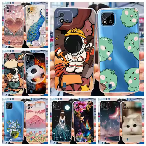 For Realme C11 2021 Case Cute Dinosaur Astronaurt Cover Soft Silicone Phone Case For Realme C11 2020
