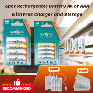 Electro Booth Rechargeable Battery AA or AAA with Free charger and Storage | AA Rechargeable Battery