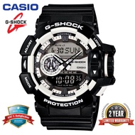 ต้นฉบับ G-Shock GA400 ผู้ชายนาฬิกาสปอร์ตคู่แสดงเวลา 200 เมตรกันน้ำกันกระแทกและกันน้ำเวลาโลก LED อัตโนมัติแสงกีฬานาฬิกาข้อมือพร้อมการรับประกัน 2 ปี Gshock GA-400-1A (พร้อมสต็อก)