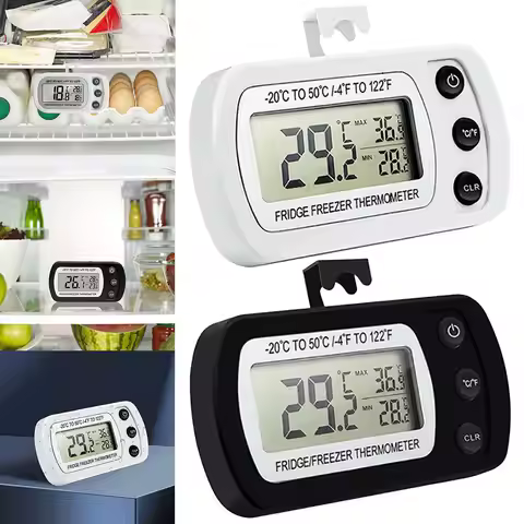 Digital Fridge Thermometer Max/Min Record Waterproof Refrigerator Thermometer Magnetic Back& Hook fo