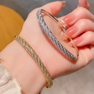 gold Diamond Pattern Full Diamond Women's Bracelet Cross Wave Diamond Bracelet Women's Mobius Strip 