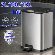 7-18L Household Stainless Pedal Trash Can with Cover for Kitchen Bath garbage bin with Separate Bin