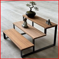 YB2 Walnut Wood 3 Tier Spice Rack Desktop Organizer for Cups Perfume Tea Display Shelf