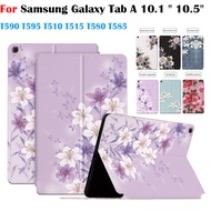 For Samsung Galaxy Tab A 10.1 2019 2016 TabA 10.5 2018 Fashion Flowers Tablet Protective Case SM-T590 SM-T510 SM-T515 SM-T580 High Quality Leather Stand Flip Cover