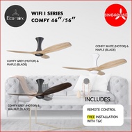 Eco-Airx WIFI I Series Comfy 46" 56" DC Motor Series Ceiling Fan Remote Control &amp; 3-tone LED light With Installation