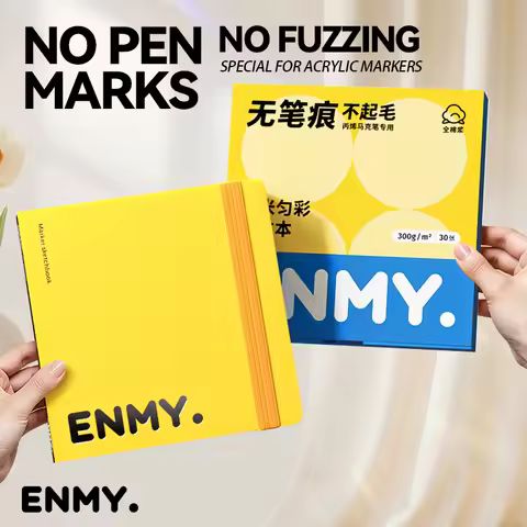 ENMY Cotton Fiber Watercolor Paper 300g/㎡ Acrylic Marker Paper No Bleed Art Paper for Drawing Notebo